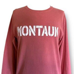 Montauk Mainstay Mens T-shirt Sz Small Salmon PInk Long Sleeve Cotton Tee Preppy